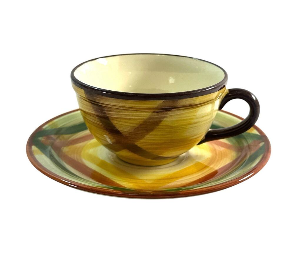 Vintage Vernonware Homespun Cup & Saucer Vernon Kilns Hand Painted California